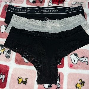 black and gray PINK and VS 4 piece panty set